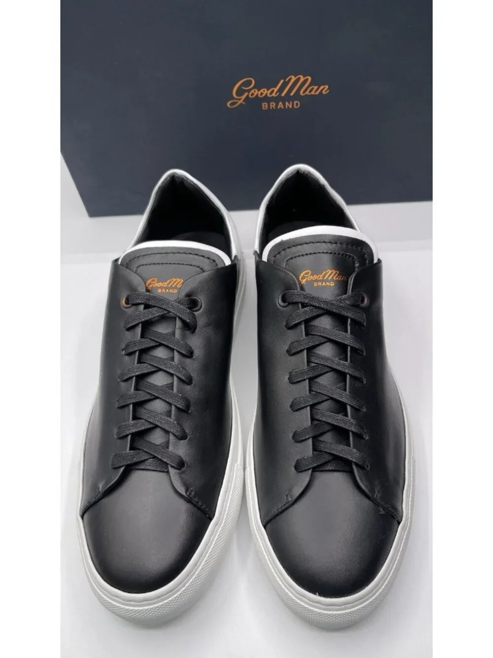 Good Man Brand Shoes Mens‎ Size 8 Black Leather Low Top Sneakers Legend Z Italy